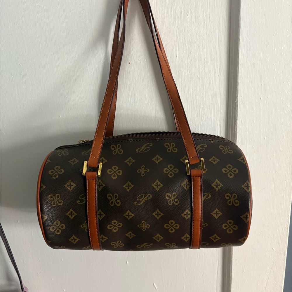 Brown Designer Clutch with Gold Accents
